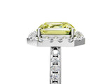 White gold Fancy Yellow Asscher Cut Diamond Pavé Halo Ring with Four-Prong Setting_63