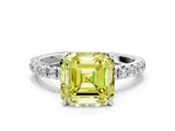 White gold Fancy Yellow Asscher Cut Diamond Pavé Solitaire Engagement Ring with Four-Prong Setting_84