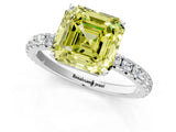White gold Fancy Yellow Asscher Cut Diamond Pavé Solitaire Engagement Ring with Four-Prong Setting_85