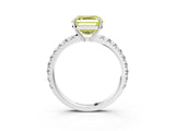 White gold Fancy Yellow Asscher Cut Diamond Pavé Solitaire Engagement Ring with Four-Prong Setting_87