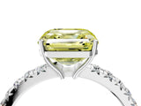 White gold Fancy Yellow Asscher Cut Diamond Pavé Solitaire Engagement Ring with Four-Prong Setting_88