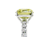 White gold Fancy Yellow Asscher Cut Diamond Pavé Solitaire Engagement Ring with Four-Prong Setting_89