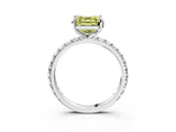 White gold Fancy Yellow Asscher Cut Diamond Pavé Solitaire Ring with Round Band and Prong Setting_19