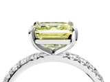 White gold Fancy Yellow Asscher Cut Diamond Pavé Solitaire Ring with Round Band and Prong Setting_20