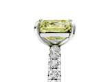 White gold Fancy Yellow Asscher Cut Diamond Pavé Solitaire Ring with Round Band and Prong Setting_21