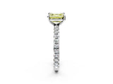 White gold Fancy Yellow Asscher Cut Diamond Pavé Solitaire Ring with Round Band and Prong Setting_42