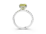 White gold Fancy Yellow Asscher Cut Diamond Pave Band Solitaire Ring with Round  and Prong Setting_92