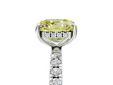 White gold Fancy Yellow Asscher Cut Diamond Pave Band Solitaire Ring with Round  and Prong Setting_94