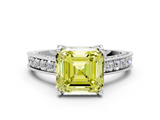White gold Fancy Yellow Asscher  Cut Diamond Pave Band with Four-Prong Setting_17