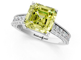 White gold Fancy Yellow Asscher  Cut Diamond Pave Band with Four-Prong Setting_18