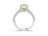 White gold Fancy Yellow Asscher  Cut Diamond Pave Band with Four-Prong Setting_20