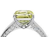 White gold Fancy Yellow Asscher  Cut Diamond Pave Band with Four-Prong Setting_21