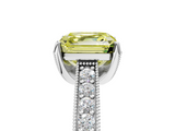 White gold Fancy Yellow Asscher  Cut Diamond Pave Band with Four-Prong Setting_22