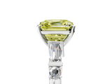 White gold Fancy Yellow Asscher  Cut Diamond Ring with Baguette Side Stones, Channel Set Band, and Four-Prong Setting_17