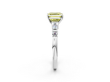 White gold Fancy Yellow Asscher  Cut Diamond Ring with Baguette Side Stones, Channel Set Band, and Four-Prong Setting_2