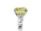 White gold Fancy Yellow Asscher  Cut Diamond Ring with Baguette Side Stones, Channel Set Band, and Four-Prong Setting_34