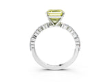 White gold Fancy Yellow Asscher Cut Diamond Ring with Marquise and Round  Side Stones and Four-Prong Setting_44