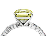 White gold Fancy Yellow Asscher Cut Diamond Ring with Marquise and Round  Side Stones and Four-Prong Setting_46