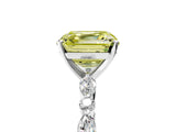 White gold Fancy Yellow Asscher Cut Diamond Ring with Marquise and Round  Side Stones and Four-Prong Setting_47