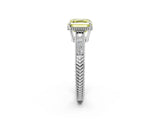 White gold Fancy Yellow Asscher Cut Diamond Ring with Milgrain Pavé Band and Four-Prong Setting_34
