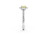 White gold Fancy Yellow Asscher Cut Diamond Ring with Pavé Band and Floral Prong Setting_41