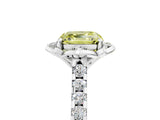 White gold Fancy Yellow Asscher Cut Diamond Ring with Pavé Band and Floral Prong Setting_44