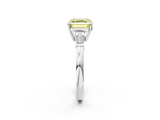 White gold Fancy Yellow Asscher  Cut Diamond Ring with Tapered Baguette Side Stones in Four-Prong Setting_5