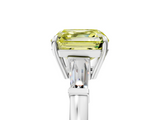 White gold Fancy Yellow Asscher  Cut Diamond Ring with Tapered Baguette Side Stones in Four-Prong Setting_8