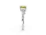 White gold Fancy Yellow Asscher Cut Diamond Scattered Round Accent Ring with Prong Setting_14