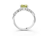 White gold Fancy Yellow Asscher Cut Diamond Scattered Round Accent Ring with Prong Setting_15