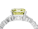 White gold Fancy Yellow Asscher Cut Diamond Scattered Round Accent Ring with Prong Setting_16