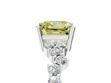 White gold Fancy Yellow Asscher Cut Diamond Scattered Round Accent Ring with Prong Setting_17