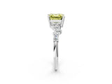 White gold Fancy Yellow Asscher Cut Diamond Scattered Round Accent Ring with Prong Setting_26