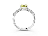 White gold Fancy Yellow Asscher Cut Diamond Scattered Round Accent Ring with Prong Setting_27