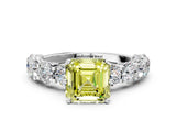 White gold Fancy Yellow Asscher Cut Diamond Side Stone Engagement Ring with Four-Prong Setting_36