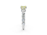 White gold Fancy Yellow Asscher Cut Diamond Side Stone Engagement Ring with Four-Prong Setting_38