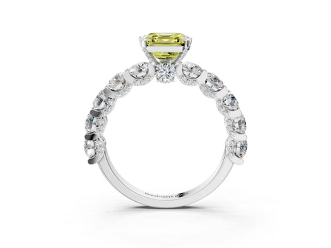 White gold Fancy Yellow Asscher Cut Diamond Side Stone Engagement Ring with Four-Prong Setting_39