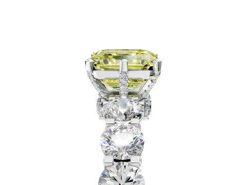 White gold Fancy Yellow Asscher Cut Diamond Side Stone Engagement Ring with Four-Prong Setting_41