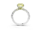 White gold Fancy Yellow Asscher Cut Diamond Side Stone Solitaire Ring with Round  and Four-Prong Setting_102