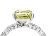 White gold Fancy Yellow Asscher Cut Diamond Side Stone Solitaire Ring with Round  and Four-Prong Setting_103