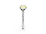 White gold Fancy Yellow Asscher Cut Diamond Side Stone Solitaire Ring with Round  and Four-Prong Setting_26