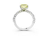White gold Fancy Yellow Asscher Cut Diamond Side Stone Solitaire Ring with Round  and Four-Prong Setting_27