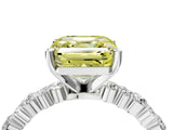 White gold Fancy Yellow Asscher Cut Diamond Side Stone Solitaire Ring with Round  and Four-Prong Setting_28