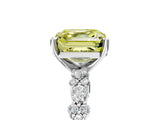 White gold Fancy Yellow Asscher Cut Diamond Side Stone Solitaire Ring with Round  and Four-Prong Setting_29