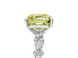 White gold Fancy Yellow Asscher Cut Diamond Side Stone Solitaire Ring with Round  and Four-Prong Setting_98