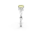 White gold Fancy Yellow Asscher Cut Diamond Solitaire Celtic Knot Ring with Four-Prong Setting_64