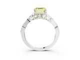 White gold Fancy Yellow Asscher Cut Diamond Solitaire Celtic Knot Ring with Four-Prong Setting_65