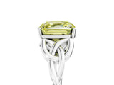 White gold Fancy Yellow Asscher Cut Diamond Solitaire Celtic Knot Ring with Four-Prong Setting_67
