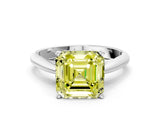 White gold Fancy Yellow Asscher Cut Diamond Solitaire Engagement Ring with Cathedral Setting and Four-Prong Mount_107