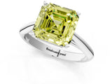 White gold Fancy Yellow Asscher Cut Diamond Solitaire Engagement Ring with Cathedral Setting and Four-Prong Mount_108